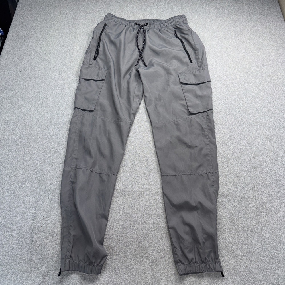 CSG Gray Cargo Jogger Pants Men's Medium Lightweight Zip Pocket Athletic M